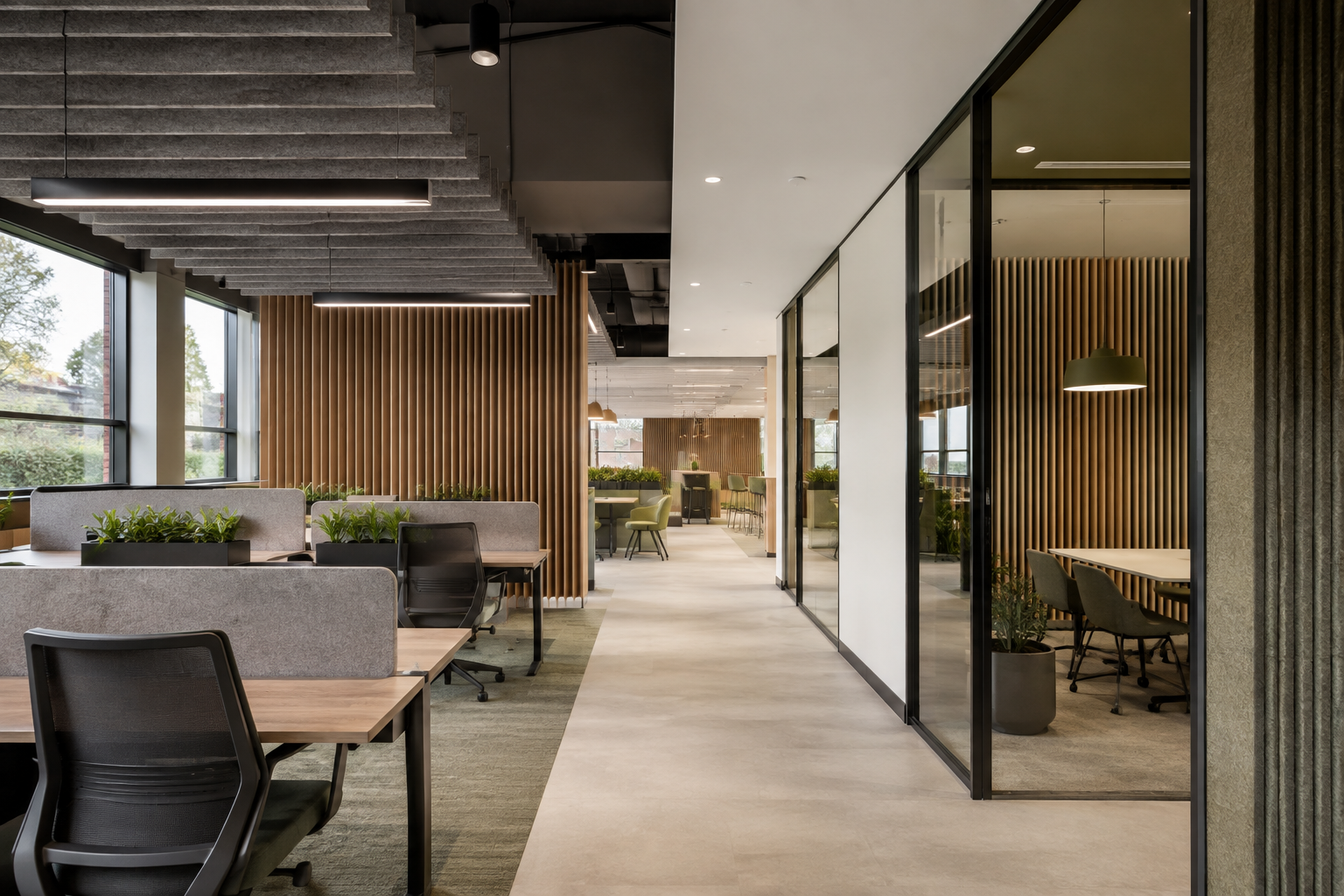 Modern coworking interior without people